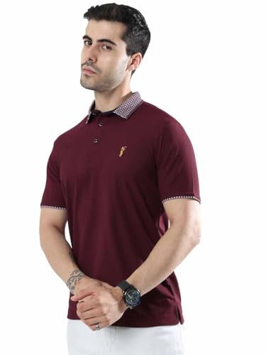 Image of STELLERS Men's Polo T-Shirt | Jacquard Collar| Feather Touch Feel |Regular Fit| Odour Resistant| Anti-Static| Wrinkle Free | Quick Dry | Stretchable | Lightweight | Sweat-Proof