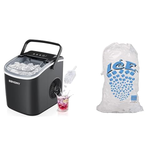 Fabricadora de hielo de mesa EUHOMY 26 lbs/24h con bolsas