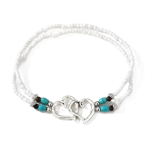 image for Qceasiy Shell Ankle Bracelet Set for Women, Gold Boho Bead Adjustable 