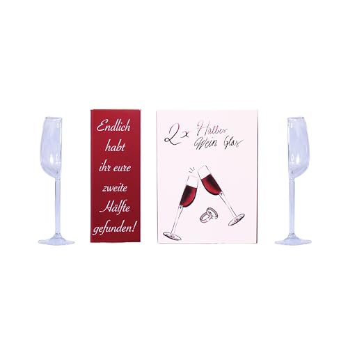 Silver-Stage Media copa de vino - Gran regalo romántico divertido para el día de San Valentín, cumpleaños, aniversario, copa de vino tinto y copa de vino blanco en una (segunda mitad, 2, piezas)