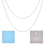 KISSITTY 3.28 Feet 925 Sterling Silver Chain 1mm Singapore Chain Water Wave Chain Silver Necklace Twist Rope Chain for Necklace Bracelets Tarnish Resistant Women Men Jewelry Making