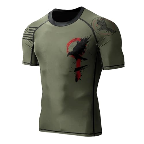 HYPEWAVE Viking Print 3D Never Fade Rash Guard Men, Ultra Soft Compression Shirt UPF 50+ Stretchable Fabric Gift BJJ