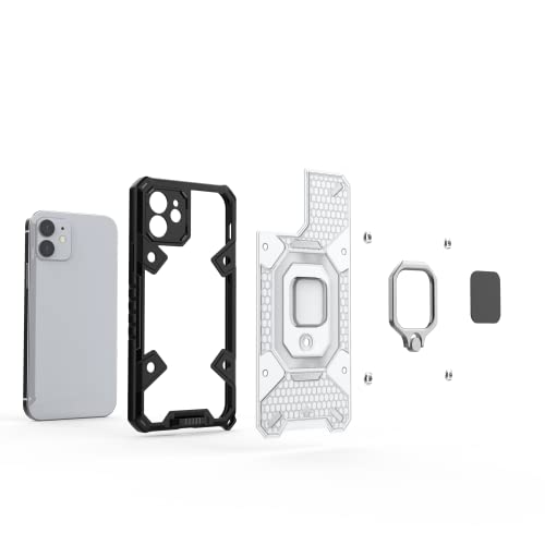 Image of Tough Armor Bumper Back Case Cover for iPhone 12 | Ring Holder & Kickstand in-Built | 360 Degree Protection Back Case Cover for iPhone 12 (Transparent)
