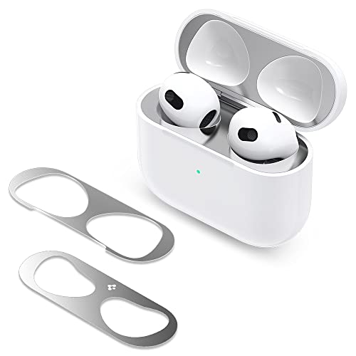 Spigen Shine Shield Designed for Airpods 3rd Generation (2021) Anti-Dust Sticker, Dust Guard - Metallic Silver