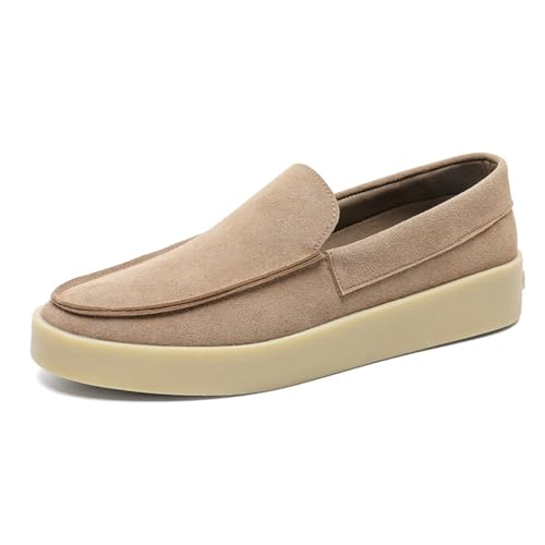 Men's Summer Suede Slip - On Loafers: Lightweight, Breathable Flat Shoes. Great for Casual Driving & Walking, Combining Moccasin Charm and Oxford Sophistication.