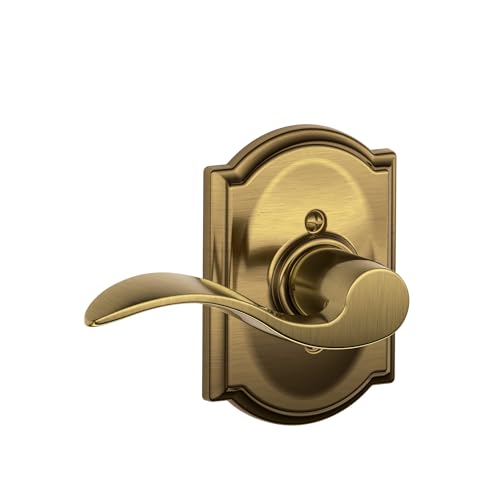 Image of SCHLAGE Accent Lever with Camelot Trim Non-Turning Lock in Antique Brass - Left Handed