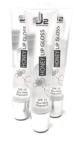 3 Pack J2 Honey Lip Gloss, clear with SPF 15, Aloe Vera and Vitamin E + 1 free total of 4 for the price of 3