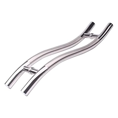 HYEYXKK Modern Stainless Steel Shower Door Handle, Door Knob Replacement with Bathroom Accessories, Shower Screen Door Pull Push Button Hole Distance 200mm, 400mm (Size : 200mm) Cover