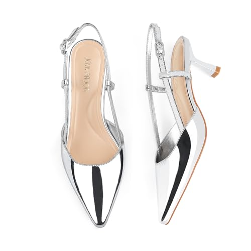 JENN ARDOR Women's Slingback Kitten Heel Closed Pointed Toe Dress Pumps Shoes for Women Comfortable Low Heeled Sandals Wedding Party Pumps