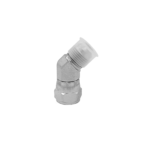 Image of (2-PACK) 6502-04-04 Hydraulic Hose Adapter Fitting 1 /4 inch Male JIC 37Flare（7 /16 inch-20 UNF）x 1 /4 inch Female JIC 37 Swivel (7 /16 inch-20 UNF) 45Elbow Pipe Joints Connector Carbon Steel