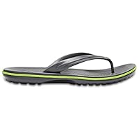 Crocs Unisex Crocband Flip Flops, Graphite/Volt Green, 6 Men/8 Women