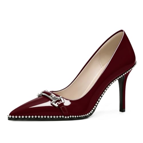 Image of Women's High Heel Pumps Stiletto Heel Pumps for Women Pointed Toe Heels Elegant Classic 3.5 Inch Beaded Pumps