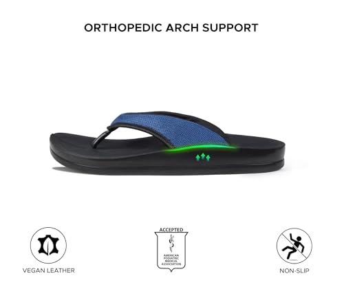 Image of AEROTHOTIC Comfortable Flip Flops for Women with Arch Support Soft Padded Mesh Straps with Breathable Footbed Slip On Footwear Indoor Outdoor Travel Beach walking Sandals Women