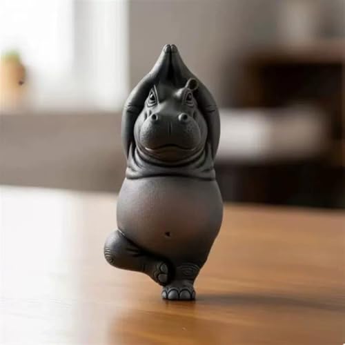 Clumsy Yoga Master Hippopotame – Le yogi adorablement imparfait, figurine d'hippopotame en résine imprimée 3D, sculptures de méditation uniques pour décoration de...