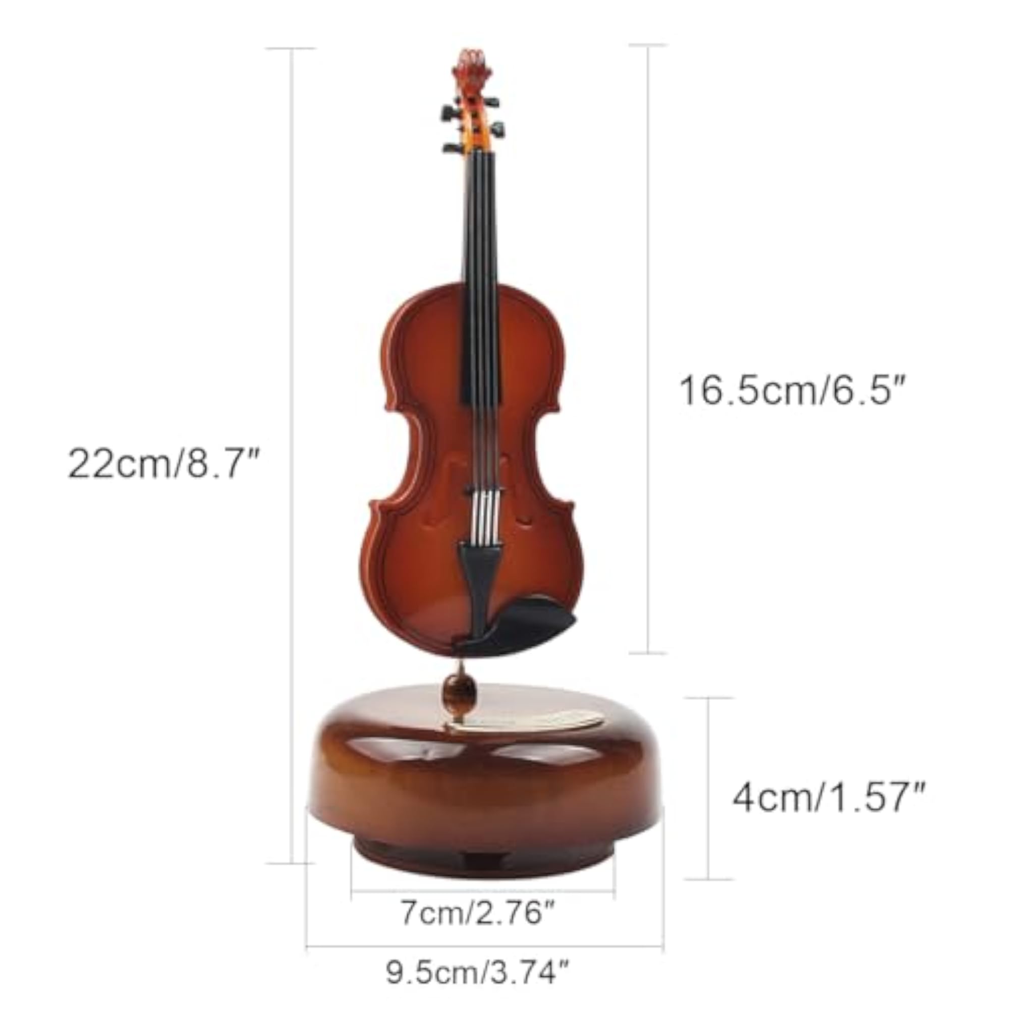 Mini Violin Music Box with Rotating Base