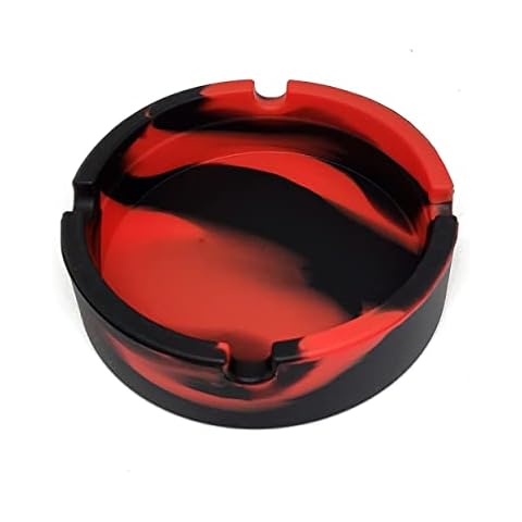 BWD AshTray Silicone Mould Colour Black And Red Round Shape Cigarette Ash Tray Holder Tobacco Indoor Outdoor Pubs Bars Use Cover