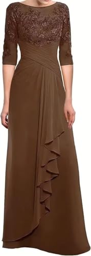 Chiffon Mother of The Bride Dresses for Women Lace Appliques Ruched Waist Formal Gown for Weddings Prom Dress