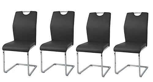 HTI-Line Nelly - Juego de 4 sillas de Oficina, Color Negro