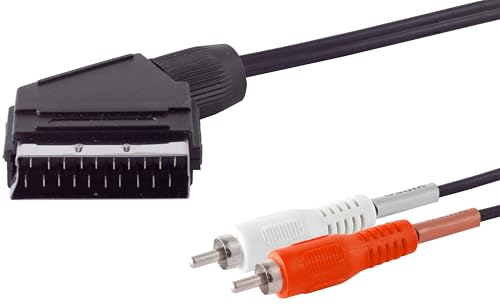 1aTTack.de 1 câble audio péritel vers 2 fiches RCA mâles péritel vers RCA stéréo audio pour TV, récepteur DVD, chaîne stéréo, noir