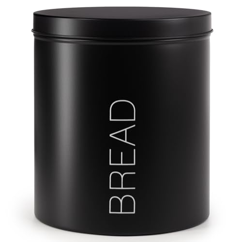 EHC Bread Bin, Metal Bread Box with Lid, Large Capacity Bread Storage for Kitchen, Kitchen Storage Caddy with Rubber Seal, Black, 220 x 225cm - Cosy Home Interiors EHC Bread Bin, Metal Bread Box with Lid, Large Capacity Bread Storage for Kitchen, Kitchen Storage Caddy with Rubber Seal, Black, 220 x 225cm