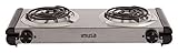 Imusa USA GAU-80312US Electric Double Burner 1750-Watts, Stainless Steel, Silver