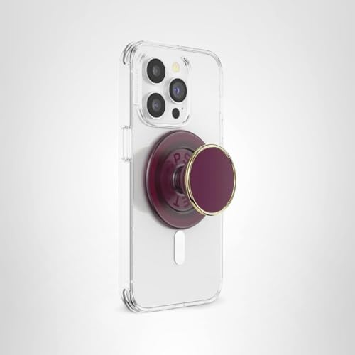 Image of PopSockets Phone Grip for MagSafe with Kickstand, Magnetic Stand, Swappable Top, Secure Hold for iPhone MagSafe Cases, Phone & Tablet Grip - Enamel Red Wine
