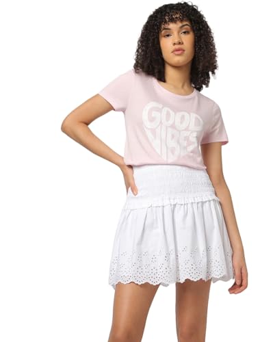 GAP Women’s Short Sleeves Round Neck Printed T-Shirt, Pink,Small