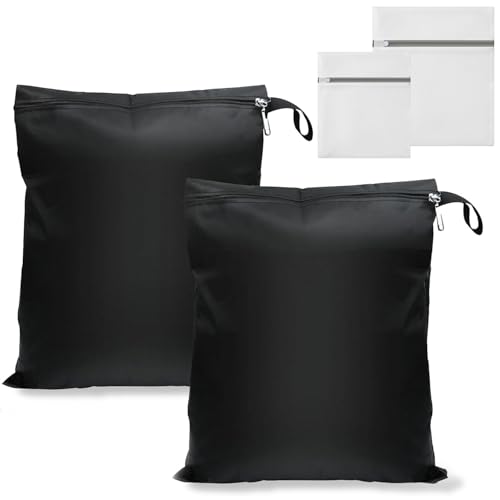 La Mejor Selección de Bolsa para ropa sucia del mes. 44 2 Piezas Bolsa para Ropa Mojada, Impermeable Bolsa para Ropa Sucia, con 2 Bolsas Lavadora, Re-Lavable Bolsas para Pañales, Para Ropa Sucia, Pañales, Ideal para la Playa, Nadar y...