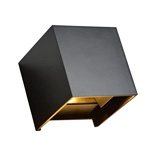 Lumière murale LED carrée, 6 W réglable haut/bas étanche, applique moderne cube noir pour salon chambre bureau intérieur extérieur