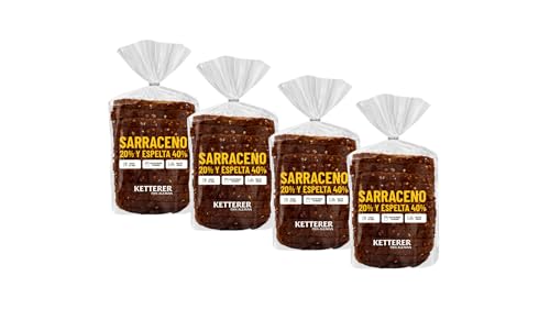 4 pack - Pan de Sarraceno 20% y Espelta 40% | KETTERER | Pan de molde elaborado con harina de Sarraceno y Espelta. Fuente de proteína y fibra 450g x 4