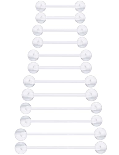 Ocptiy 16G Clear Plasic Tongue Ring Nipple Piercing Flexible Acrylic Straight Barbell Long Short Bioflex Silicone Industrial Earring Pregnancy Belly Navel Button Ring Retainer Piercin Jewelry Surgery