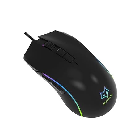 EvoFox Phantom Pro Wired Gaming Mouse with RGB and Adjustable 6400 DPI Gaming Sensor I Fully Programmable I Lightweight Design I 7 Buttons Equipped with Huano Switches I Multiple RGB Modes I 1.8M Braided Cable (Black)