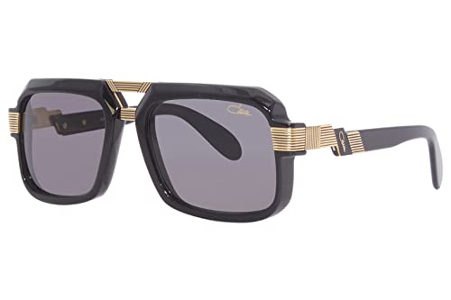 Cazal 669 001 Sunglasses Men's Black-Gold/Grey Lenses Pilot 56mm