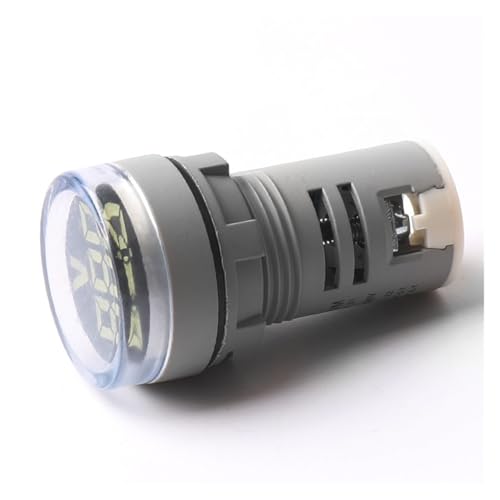 22mm丸型ミニデジタル電圧計 AC 20-500V テスターメーター LEDインジケータライトディスプレイ(With cover White)