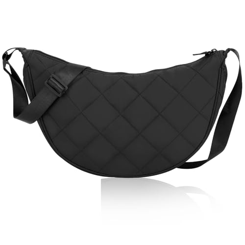 LILELIG Crossbody Bag Damen, Moon Bag, Halbmond Tasche Damen, Casual Schultertasche, Crossbody Damen Umhängetasche Mit Verstellbarer Schultergurt, Crossbody Tasche Für Arbeit, Reisen, Alltag(Schwarz)