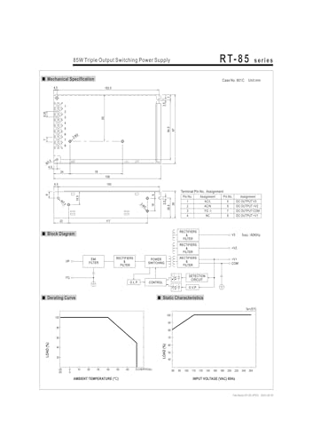 Alimentation à découpage multi-tension RT-85C à triple sortie stable 85 W