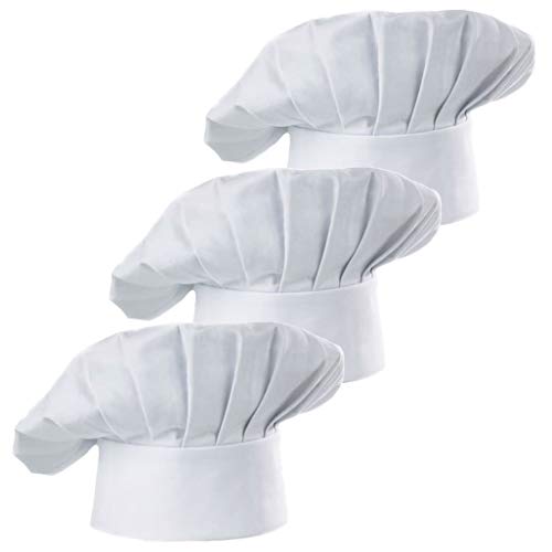 Hyzrz Set of 3 Pack Adult Chef Hat Adult Adjustable Elastic Baker Kitchen Cooking Chef Cap 3 Pieces