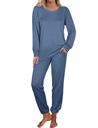 Image of Aloodor Sweatsuit for Women 2 Piece Outfits for Womens Crewneck Sweatshirts Pullover