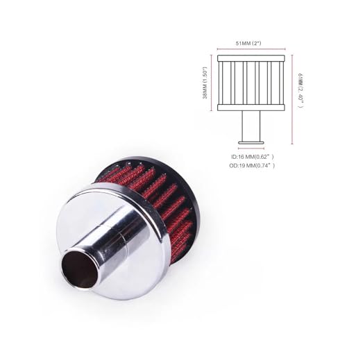 Filtre d'admission d'air froid rouge 19mm pour ventilation de carter moteur