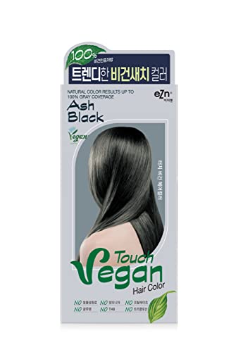 eZn Touch Vegan Permanent Hair Color, Permanent Hair Dye, Ammonia Free, No THB, No Triclosan, No Phthalates,No Gluten,Vegan, Cruelty Free, up to 100% Gray Coverage (Ash Black)
