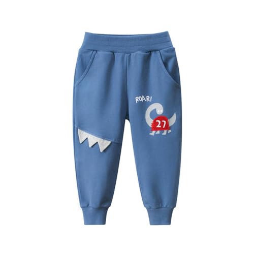 Sweatpants for Toddler Boys Dinosaur Print Athletic Trousers Wide Leg Casual Pants with Pocket with Pocket