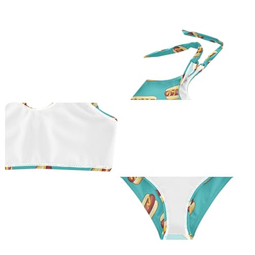 Wusikd Hot Dogs Girls Swimsuits Two Piece Turquoise Swimwear Bikini Set for for Girls Size 3T4