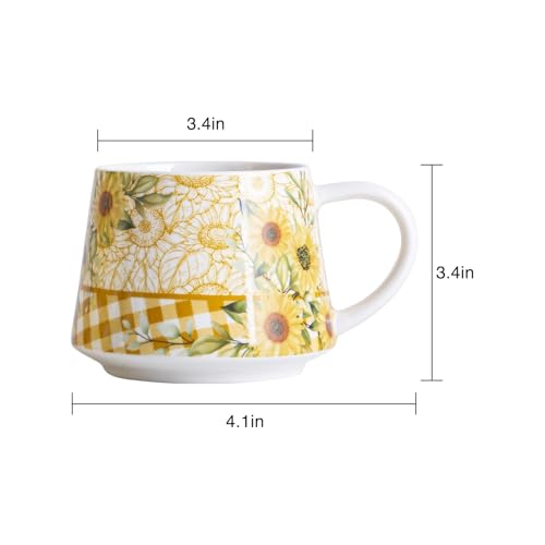 Taza de cerámica Topadorn 12oz con diseño girasol y caja de regalo miniatura 6