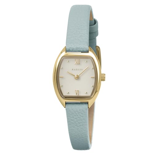 RADLEY Women's Pale Gold Plated Tonneau Shaped Case Pistachio Leather Strap Analogue Watch
