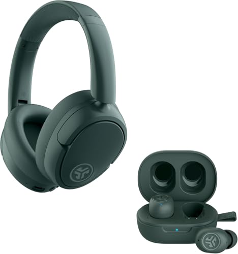 Image of JLab JBuds Lux ANC Over Ear Headphones Bundle with JBuds Mini True Wireless Earbuds, Active Noise Cancelling, Bluetooth multipoint, Sage