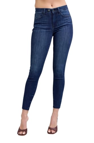 Judy Blue Mid Rise Adjustable Waist Raw Hem Skinny Jeans