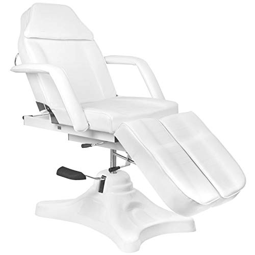 Activeshop Basic 234c Pedi Kosmetikliege Massageliege Massagestuhl Kosmetikstuhl Therapieliegen Behandlungsliege Weiss bis 180 kg belastbar Premium-PU-Leder 180 x 63 x (64-80) cm (L x W x H)