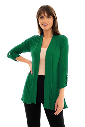 Image of Loxdonz Women's Open Front Cardigans Casual 3 /4 Sleeve Cardigan Soft Lightweight Top