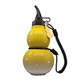 URPIZY Botella de agua deportiva de 800 ml con forma de calabaza oriental con colgante de taza de mano (amarillo)