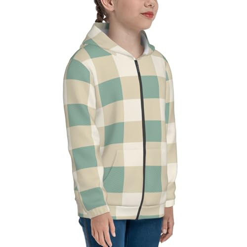 Colorful Plaid Kids Pullover Hoodies Boys Zip Up Sweatshirts Girls Athletic Clothes with Pocket4